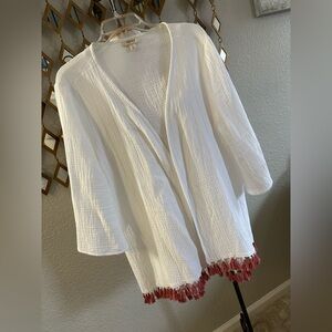 NWOT Style & Co. White Swim Coverup with Loose Sleeves and Decorative Trim